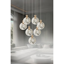 Eray Aydınlatma 8002-6+1 7li Sarkıt Gold Led Avize Gold