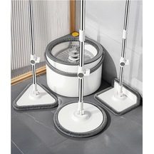Yeni Tasarım Otomatik 360 Döner Mop Ve Temizlik Seti, 3 Başlıklı Paspas Mop