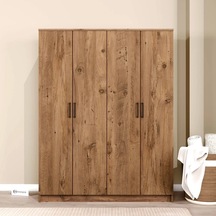 Kardelen Serisi Atlantik Çam 4 Kapaklı 5 Raflı 140 Cm Elbise Dolabı Atlantik Çam