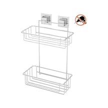 Tekno Tel Ef-256 Yapışkanlı 2 Katlı Düz Banyo Rafı Krom