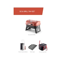 Guruss Go & Grill Barbekü Mangal Tam Set Oksit Kirmizi Model:grs15