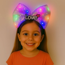 Led Işıklı Love Yazılı Mor Fiyonk Taç Kız Çocuk Semeglbl - 7 Parti Tacı