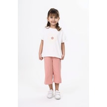 Toontoy Kids Toontoy Kız Çocuk Baskılı Kaprili Takım Ekru