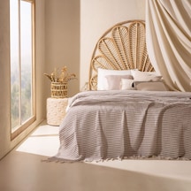 Soft Ecruno Çift Kişilik Yatak Örtüsü - Sütlü Kahverengi / Ekru - 200x220 Cm Çok Renkli