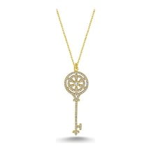 Taşlı Büyük Anahtar Kolye (498175899)