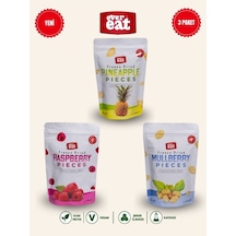 Evereat Ananas-frambuaz-dut Freeze Dry Meyve Cipsi 3'lü Paket Gurme Atıştırmalık 1 Adet