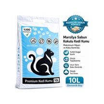 10 Lt Marsilya Sabun Kokulu Doğal Bentonit Kedi Kumu Tozdan Arındırılmış Tozsuz Kedi Kumu Topaklanan