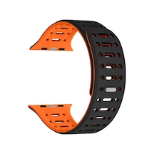 Watch 7 45mm Uyumlu Zore Krd-124 Silikon Kordon Strap Kayış-siyah-turuncu