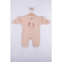 Babydonat Kirpi Nakışlı % 100 Pamuk Kız Bebek Tulumummmmmmm Somon