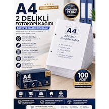 Premium A4 2 Delikli Fotokopi Kağıdı 100 Adet Dosya Ve Klasör Uyumlu Yazıcı Kağıdı
