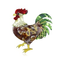 Blucome Özel El Yapımı Canlı Akrilik Büyük Kuyruk Horoz Horoz Broş Kadınlar Için Tasarımcı Unisex Tavuk Parti Ofis Broş Pins Yeşil