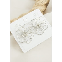 Gül - 513 - Metal Küpe - Nazblsmm - Gümüş Rengi