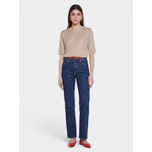 Sisley Streç Pamuklu Taş Yıkama Slim Fit Denim Pantolon Kadın Haki Yeşili Pantolon - 325a4mcple046