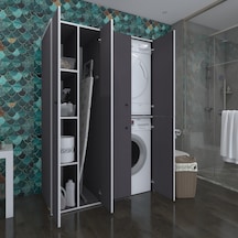 Kenzlife Çamaşır-Kurutma Makinesi Dolabı Kapaklı Yaromira Gri 180*120*60 Banyo Arkalıksız Çok Renkli