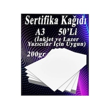 A3 Sertifika Kağıdı Kalın 50 Adet Gramajlı Fotokopi Kağıdı 200 Gr Tüm Yazıcılara Uyumlu 29.7x42 Cm Kalın Bas Genel