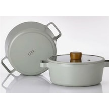 Neoflam Fika Gri 22 Cm Döküm Kısa Tencere