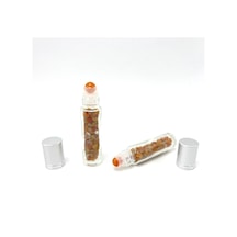 Yıldız Doğal Taş Sertifikalı Turuncu Akik Doğal Taş Esans Şişesi + Roller Masaj Aleti 10 ML