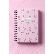 Not Defteri, Defter, Okul Defteri, Kurdelalı Defter, Fiyonk Kapak, Kurdela Kapak Spiralli, 120 Sayfa Çok Renkli