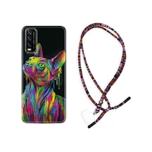 Vivo Y20 Kılıf Rasta Boyun Askılı Color Cat 1754 Siyah