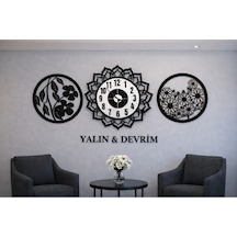 Salon Duvar Saati 40 Cm Çiçekler 30 Cm Kişiye Özel Modern Ve Şık No 10015 Çok Renkli