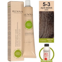 Renna Bitkisel Amonyaksız Saç Boyası 60 Ml 5-3 Açık Kahve Dore Oksidan Hediyeli