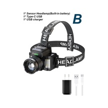Süper Parlak Sensör Led Far 30wled Dahili Pil Güçlü Torch Usb Şarj Edilebilir Far Su Geçirmez Kafa Lambası Fener Package B Çok Renkli