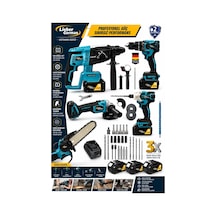 Lieber German Lg005 5li Set Kömürsüz Motor 3x Akü Taşlama Somun Sıkma Kırıcı Delici Matkap & Dal Budama Testere Makinesi