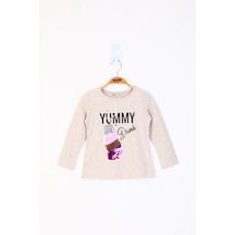 Toontoy Kids Toontoy Kız Çocuk Çevirmeli Pul Detaylı Sweatshirt Kahverengi
