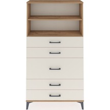 Arges Dolap 2 Raflı 5 Çekmeceli 88x30x163 Çam-aytaşı Çam