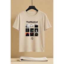 Uyguntarz Unisex The Weeknd Baskılı Tasarım Tshirt Bej