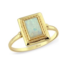 Lilarote Opal Kare Taşlı Altın Yüzük