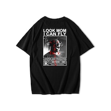 Brz Collection Unisex Oversize Arka Baskılı Look Mom I Can Fly T-shirt-siyah Siyah Brz Collection Unisex Oversize Arka Baskılı Look Mom I Can Fly T-shirt-siyah Siyah
