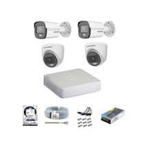 Hikvision Colorvu Gece-karanlıkta Renkli 4 Ahd Kameralı Güvenlik Kamera Kuruluma Hazır Set