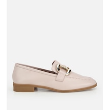 Hotiç Kadın Deri Bej Toka Detaylı Klasik Loafer