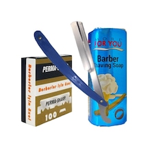 Permasharp Berber Jileti 100'lü Paket, More For You Tıraş Sabunu 75g, Ali Bıyıklı Ustura Seti