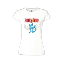 Fairy Tail - Happy Beyaz Kadın Tshirt 001