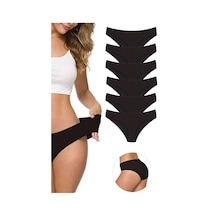6 Adet Kadın Dikişsiz Lazer Kesim Esnek İz Yapmayan Külot Siyah Beden: Xl-xxl Standart
