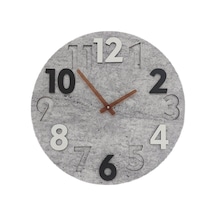CajuArt Modern Yuvarlak Siyah Beyaz Kabartma 40 cm Duvar Saati Beyaz