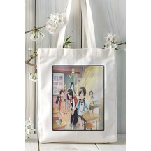 Art Hediye Jijou Wo Shiranai Tenkousei Ga Guigui Kuru Baskılı Bez Omuz Çantası Kişiye Özel Model 4 Çok Renkli