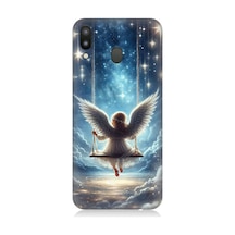 Samsung Galaxy M20 Uyumlu Yıldızlarla Salıncakta Melek Desenli Silikon Kılıf Çok Renkli