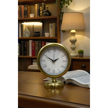 Retro Eskitme Metal 25 X 20 Cm Masa Saati Kırmızı - Kahverengi