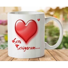 Sevgililer Günü Seni Seviyorum Kalpli Kupa Bardak Çok Renkli