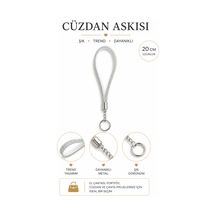 Vollen Yarn Cüzdan Askısı 20 Cm El Askılığı Bilek Askısı Metal Halkalı Cüzdan Ve Çanta Aksesuarı Gümüş
