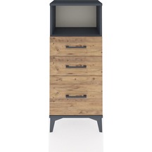 Arges Komodin Tek Raflı 3 Çekmeceli 44x30x106 Antrasit-çam Antrasit