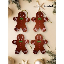 Yılbaşı Çam Ağacı Süsleri Kurabiye Adamlar 4 Adet 9 X 7 Cm Noel Baba