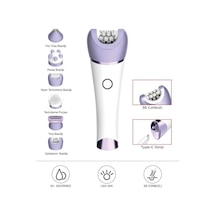 Tep-02 Beyaz 6 Başlıklı Yüz+koltuk Altı+bikini Bölgesi+bacak Islak Ve Kuru Kablosuz Epilatö Beyaz