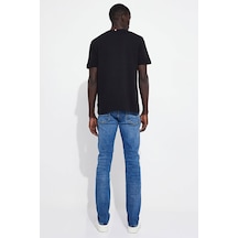 Tommy Hilfiger Bisiklet Yaka Baskılı Erkek T-shirt Siyah