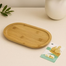Ahşap Bambu Oval Mini Servis Tepsisi 25 X 14 X 1.4 Cm Açık Mavi