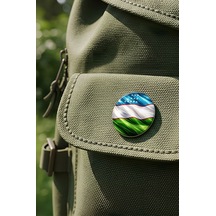 Özbekistan Uzbekistan Abstract Ülke Bayraklı Buton Rozet - 44 MM 5 Adet Çok Renkli