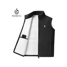 Sımıcg Erkek Sonbahar Ve Kış Peluş Sıcak Yelek - Siyah